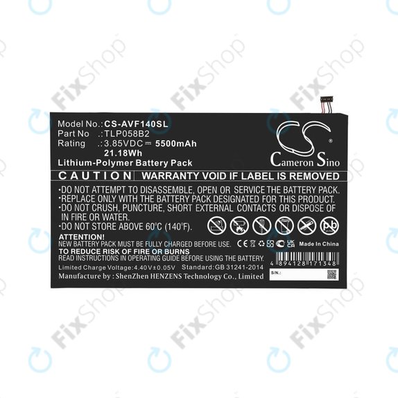 Baterie pro Vodafone Tab Prime 7, 5500mAh, Li-Pol, 3.85V, TLP058B2, HQ