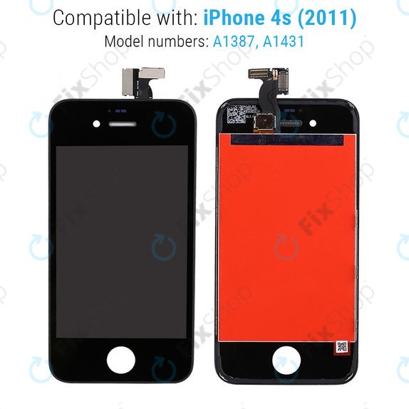 Displej pro iPhone 4S, Black, Dotykové sklo s rámem