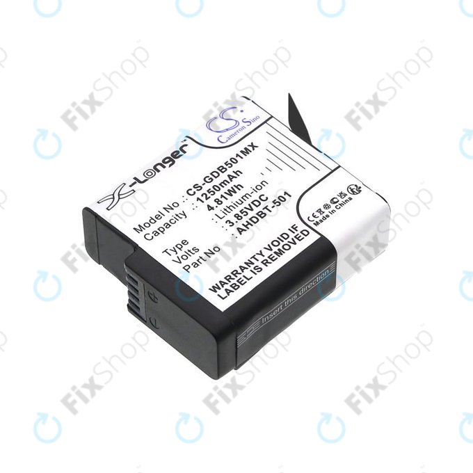 Baterie pro Gopro Hero 8, Hero 6, 1250mAh, Li-Ion, 3.85V, AHDBT-501, HQ