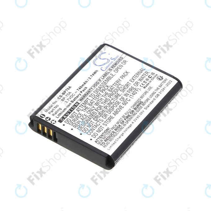 Baterie pro Samsung ES, ST, 740mAh, Li-Ion, 3.7V, BP-70A, HQ