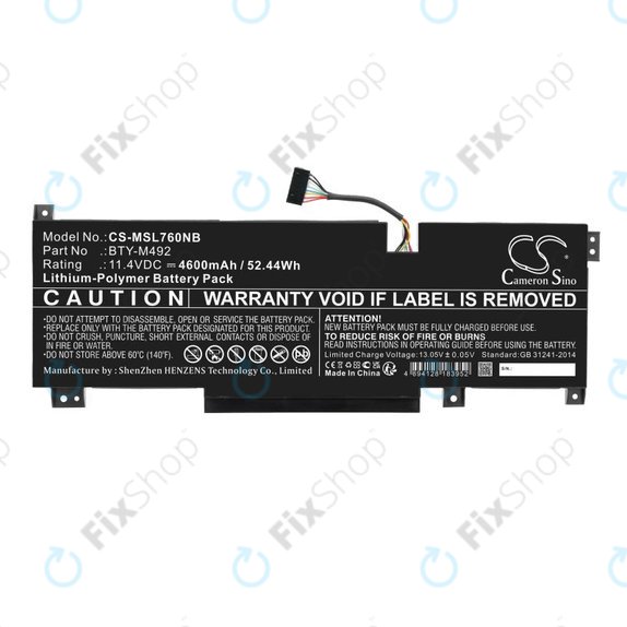 Baterie pro MSI Pulse GL76, Katana GF66, Bravo 15, Crosshair 17, 4600mAh, Li-Pol, 11.4V, BTY-M492, HQ