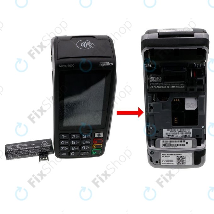 Baterie pro Ingenico Move 5000, 3000mAh, Li-Ion, 3.7V, F26402376, HQ