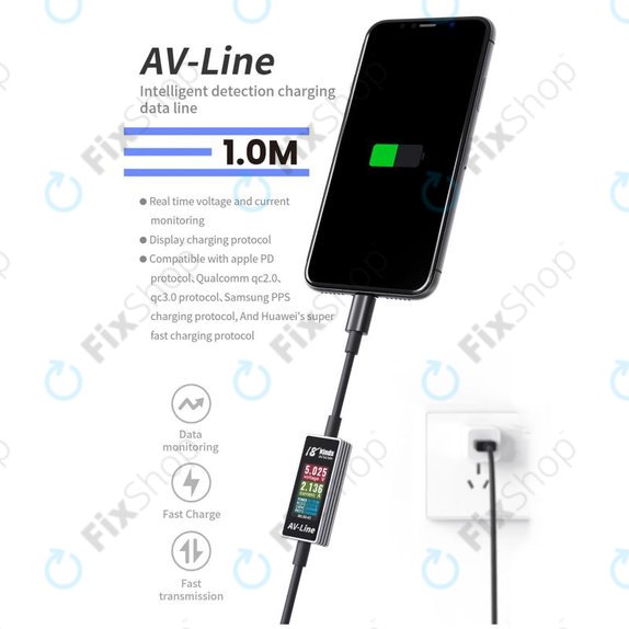 AV-Line - Smart Detekční Nabíjecí Kabel (Lightning - USB-C)