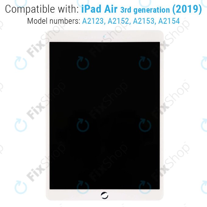LCD Displej pro iPad Air (3rd Gen 2019), White, Dotykové sklo bez rámu, Refurbished