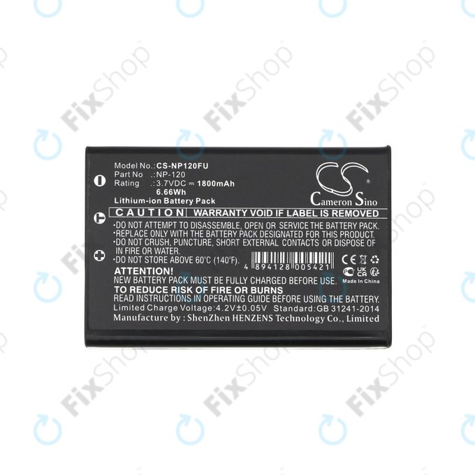 Baterie pro Toshiba Camileo H30, FujiFilm NP-120, 1800mAh, Li-Ion, 3.7V, PX1657, HQ