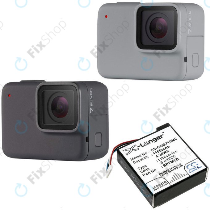 Baterie pro Gopro Hero 7 Silver, White, 1100mAh, Li-Ion, 3.85V, SPTM1B, HQ
