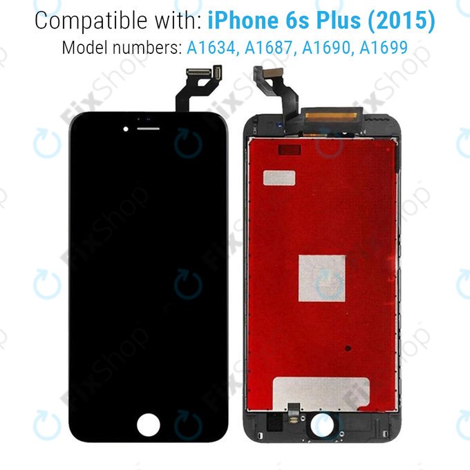 Displej pro iPhone 6S Plus, Black, Dotykové sklo s rámem