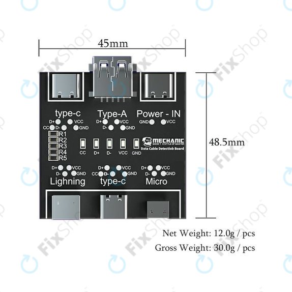 Mechanic DT3 - Tester Kabelů (Lightning, USB-C, microUSB)
