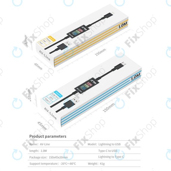 AV-Line - Smart Detekční Nabíjecí Kabel (Lightning - USB-C)
