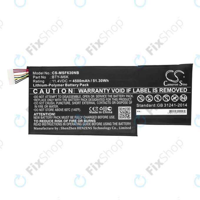 Baterie pro MSI GF63, MSI GF75, MSI GS63, 4500mAh, Li-Pol, 11.4V, BTY-M6K, HQ