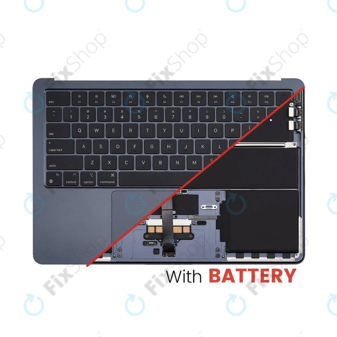 Horní rám klávesnice pro MacBook Air 13", A3113 (2024), s klávesnicí US a baterií, Midnight, 661-40230, Genuine Apple