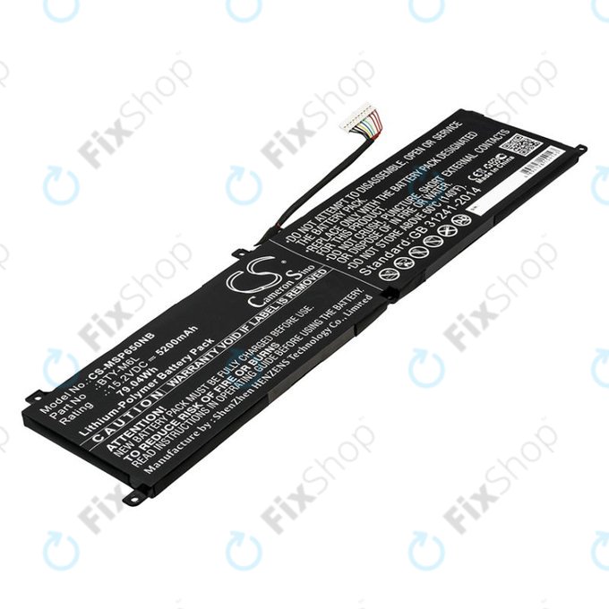 Baterie pro MSI GS65 Stealth Thin, PS63, P65 Creator 8RF, 5200mAh, Li-Pol, 15.2V, BTY-M6L, HQ