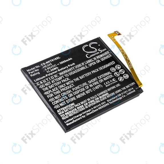 Baterie pro Nokia 6.1, 3000mAh, Li-Pol, 3.85 V, HE345, HQ