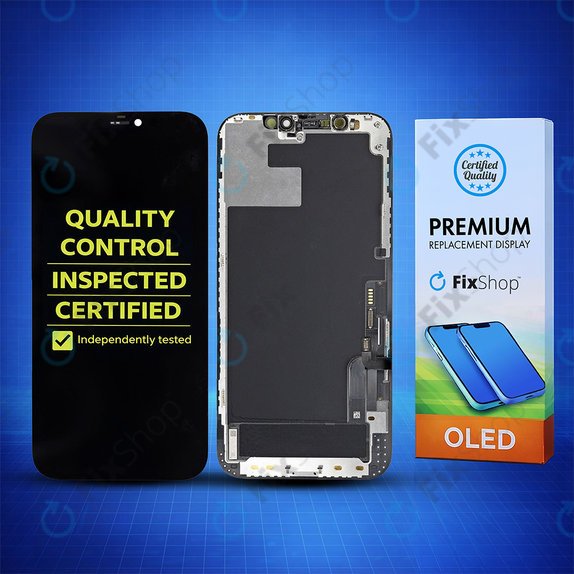 Displej Hard OLED pro iPhone 12, 12 Pro, Dotykové sklo s rámem, FixPremium