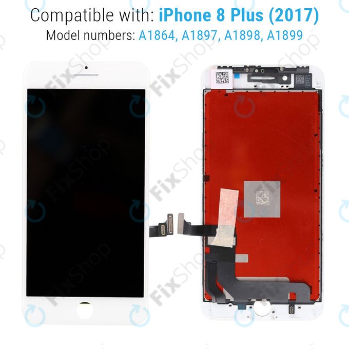 Displej pro iPhone 8 Plus, White, Dotykové sklo s rámem, Refurbished