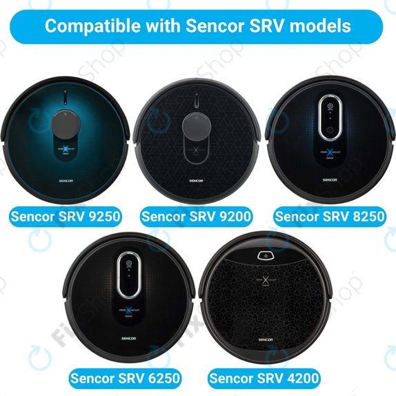 Sada náhradních dílů pro Sencor SRV9250, 9200, 8250, 6250, 4200 (1x Hlavní kartáč, 2x Filtr, 2x Boční kartáč, 2x Mopovací útěrka)