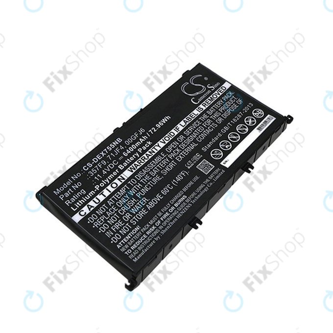 Baterie pro Dell Inspirion 15, 6400mAh, Li-Pol, 11.4V, 357F9, HQ