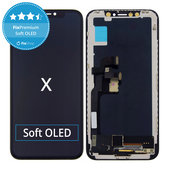 Displej Soft OLED pro iPhone X, Dotykové sklo s rámem, FixPremium