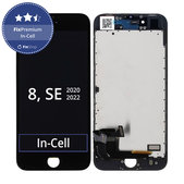 Displej In-Cell pro iPhone 8, SE (2020), SE (2022), Black, Dotykové sklo s rámem, FixPremium