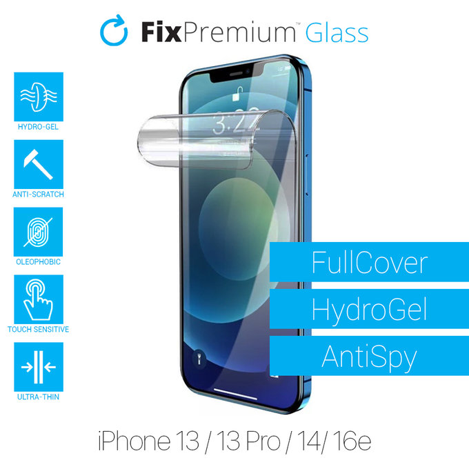 FixPremium HydroGel Anti-Spy - Ochranná Fólie pro iPhone 13, 13 Pro, 14 a 16e