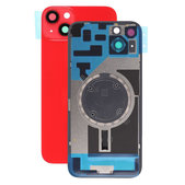 Apple iPhone 14 Plus - Sklo Zadního Housingu + Sklíčko Kamery + Kovová Destička + Magsafe Magnet (Red)