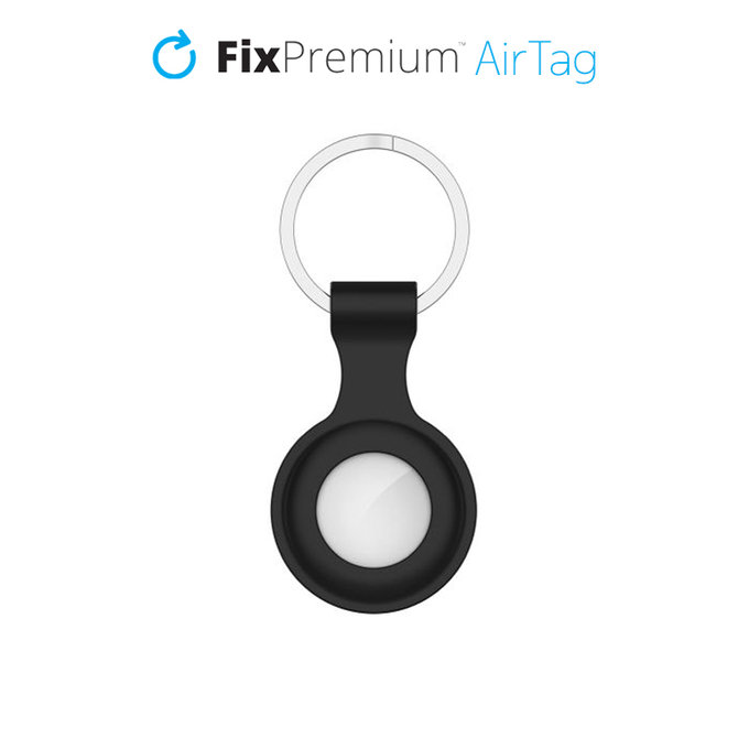 FixPremium - Silikonová Klíčenka pro AirTag, černá