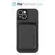 FixPremium - Pouzdro Carbon s MagSafe Wallet pro iPhone 13 a 14, černá