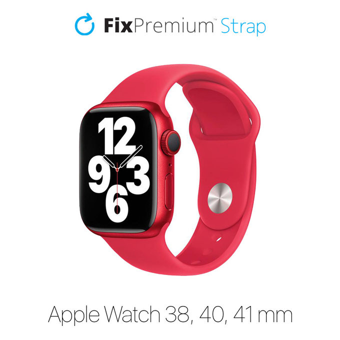 FixPremium - Silikonový Řemínek pro Apple Watch (38, 40 a 41mm), červená