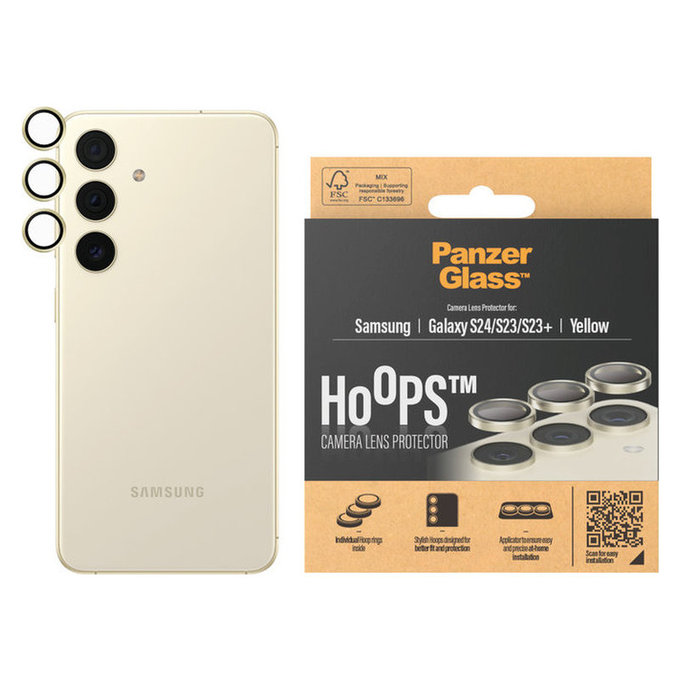 Ochranný kryt objektivu Hoops pro Samsung Galaxy S24/S23/S23+, Žlutá, PanzerGlass