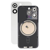 Apple iPhone 15 Pro - Sklo Zadního Housingu + Sklíčko Kamery + Kovová Destička + Magsafe Magnet (White Titanium)