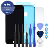 Displej In-Cell pro iPhone 8, SE (2020), SE (2022), Black, Dotykové sklo s rámem, Lepka (Adhesive), Tvrzené sklo, Nářadí, FixPremium