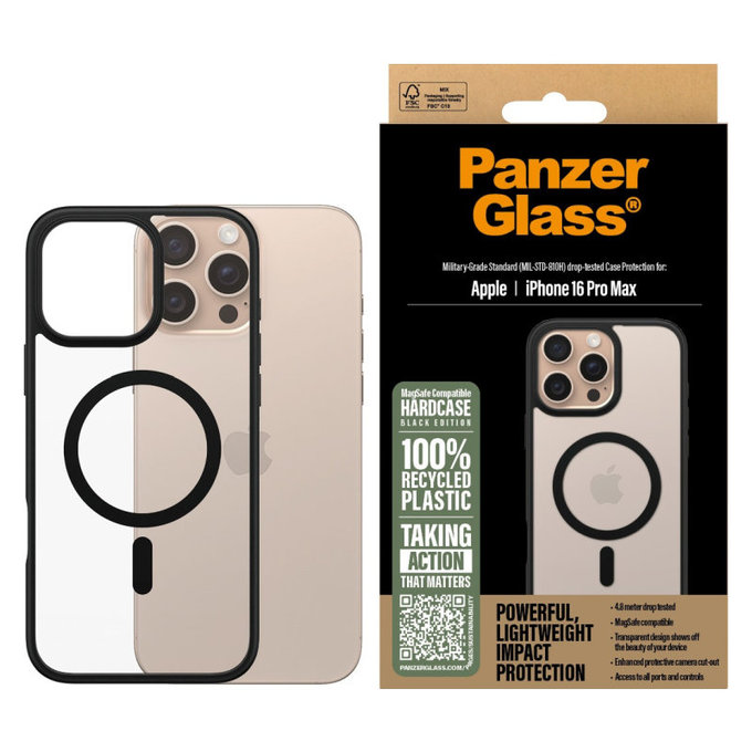Pouzdro HardCase s MagSafe pro iPhone 16 Pro Max, černá, PanzerGlass