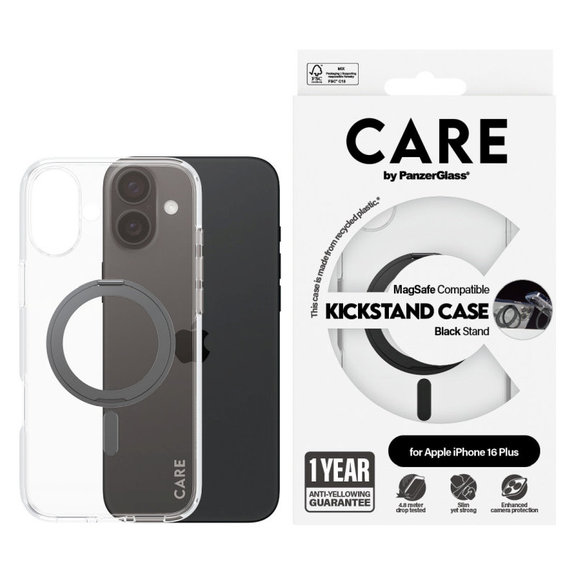 Pouzdro Kickstand s MagSafe pro iPhone 16 Plus, Černá, CARE