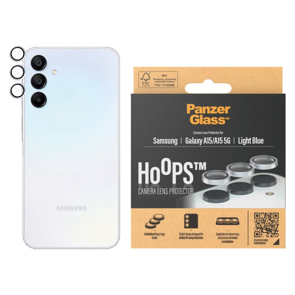 Ochranný kryt objektivu Hoops pro Samsung A15/A15 5G, Světle modrá, PanzerGlass