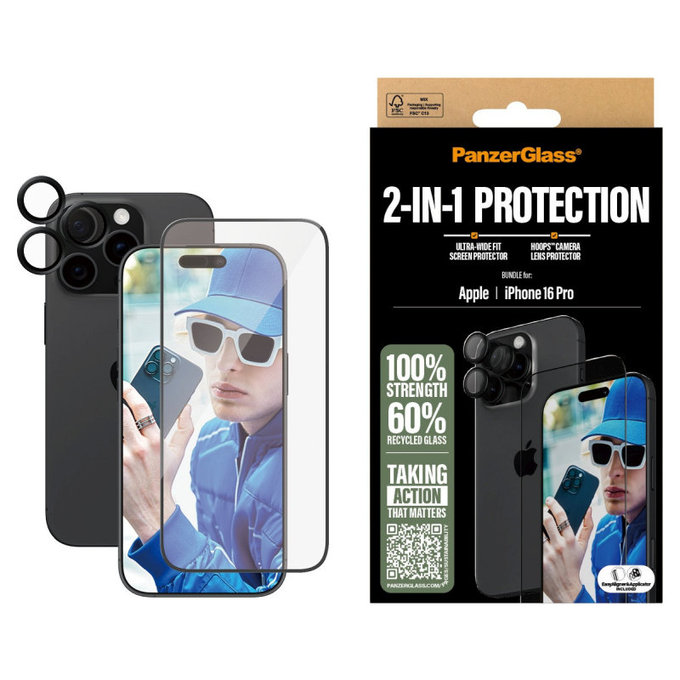 Bundle Hoops + Tvrzené sklo UWF pro iPhone 16 Pro, PanzerGlass