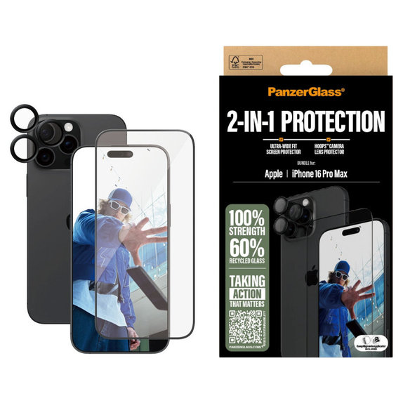 Bundle Hoops + Tvrzené sklo UWF pro iPhone 16 Pro Max, PanzerGlass