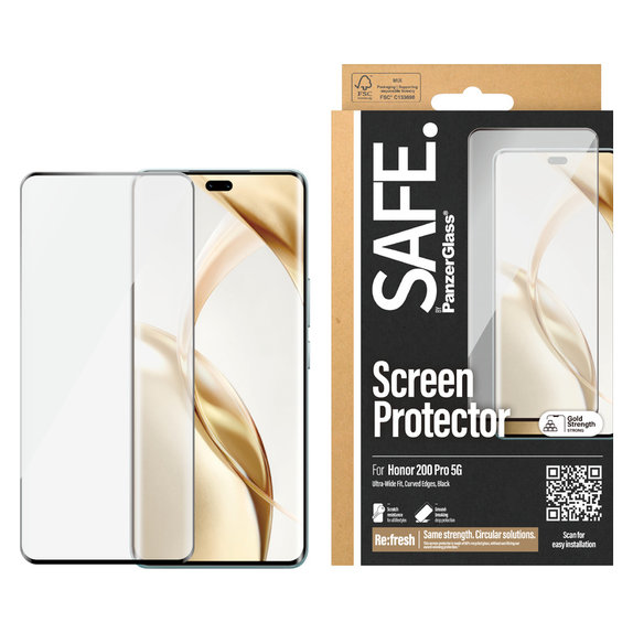 Tvrzené sklo UWF pro Honor 200 Pro, Černá, SAFE by PanzerGlass