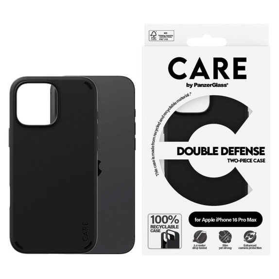 Pouzdro Double Defense pro iPhone 16 Pro Max, Černá, CARE