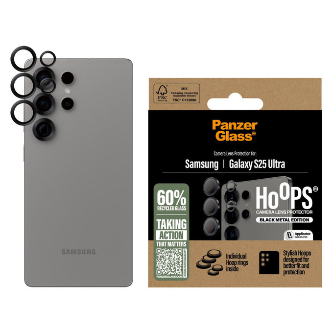 Ochranný kryt objektivu Hoops pro Samsung S25 Ultra, Černá, PanzerGlass