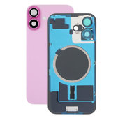 Apple iPhone 16 - Sklo Zadního Housingu + Sklíčko Kamery + Kovová Destička + Magsafe Magnet (Pink)