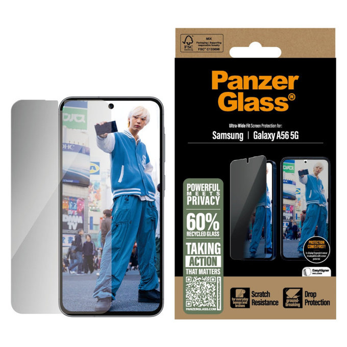 Tvrzené sklo UWF Privacy pro Samsung A56 5G, Transparentní, PanzerGlass