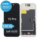 Displej Soft OLED 120Hz pro iPhone 15 Pro, Dotykové sklo s rámem, FixPremium