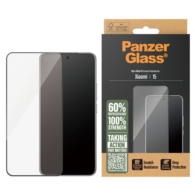 Tvrzené sklo UWF pro Xiaomi 15, Černá, PanzerGlass