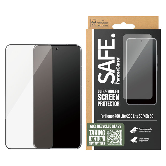 Tvrzené sklo UWF pro Honor 400 Lite, Černá, SAFE by PanzerGlass
