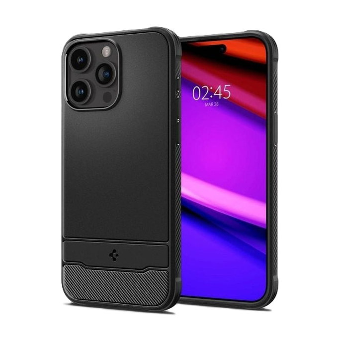 Spigen - Pouzdro Rugged Armor s MagSafe pro iPhone 15 Pro, Matte Black