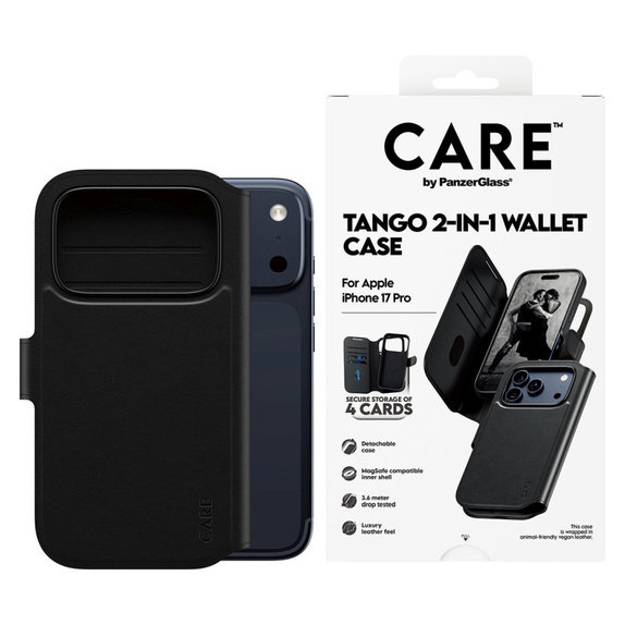 Pouzdro Wallet Tango Two-In-One s MagSafe pro iPhone 17 Pro, Černá, CARE