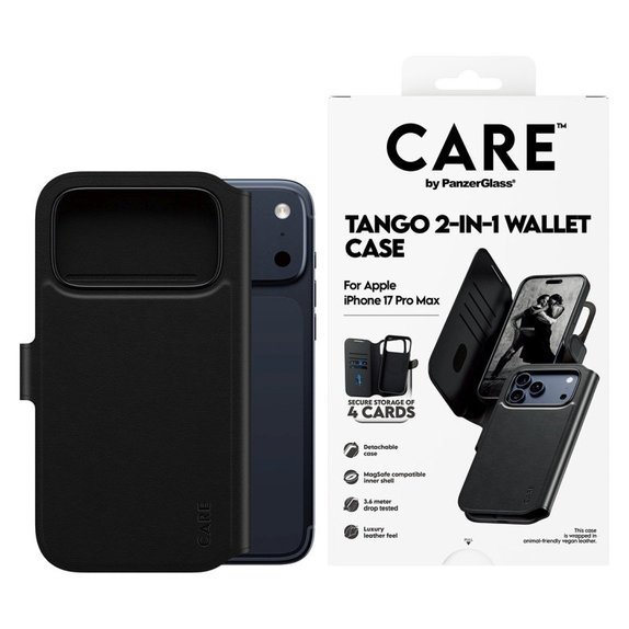 Pouzdro Wallet Tango Two-In-One s MagSafe pro iPhone 17 Pro Max, černá, PanzerGlass