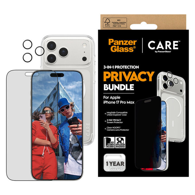 Bundle 3v1 Privacy pro iPhone 17 Pro Max, PanzerGlass