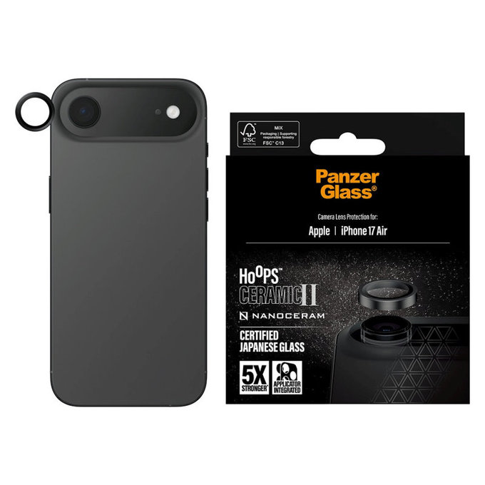 Ochranný kryt objektivu Hoops Ceramic II pro iPhone Air, Černá, PanzerGlass