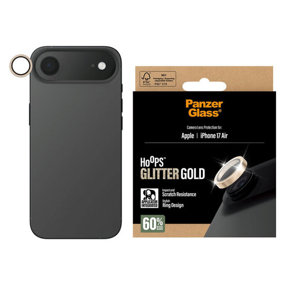 Ochranný kryt objektivu Hoops pro iPhone Air, Glitter Gold, PanzerGlass